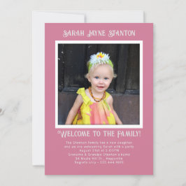 Girl Adoptionパーティー写真招待状テンプレート 招待状