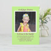 Girl Adoptionパーティー写真招待状テンプレート 招待状 (スタンド正面)