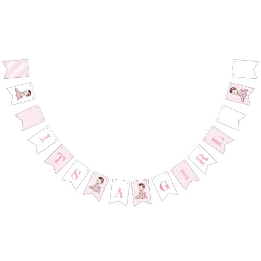 Girl African American Baby Shower Banner バンティングフラッグ (全)