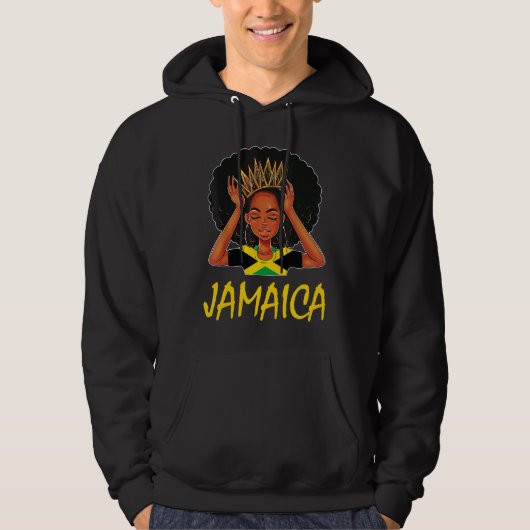 Girl Afro Pride Patriotic Melanin Proud Jamaican Q パーカ (正面)