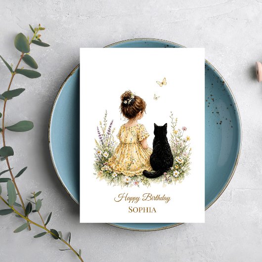 Girl and Black Cat カード