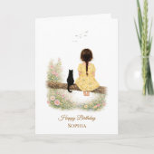 Girl and Black Cat on Branch カード (正面)