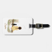 Girl and Black Cat on Branch ラゲッジタグ (正面横)