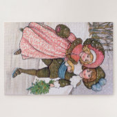 Girl and boy ice skating - Florence Hardy ジグソーパズル (横)