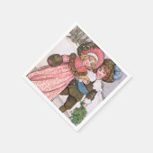Girl and boy ice skating - Florence Hardy スタンダードカクテルナプキン (角)