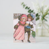 Girl and boy ice skating - Florence Hardy ポストカード (スタンド正面)