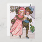 Girl and boy ice skating - Florence Hardy ポストカード (正面/裏面)