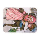 Girl and boy ice skating - Florence Hardy マグネット (横)