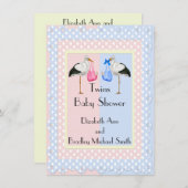Girl and Boy Twinsベビースシャワー 招待状 (正面/裏面)