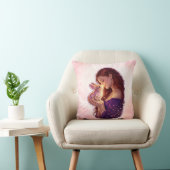 Girl and Bunny Love Throw Pillow クッション (椅子)