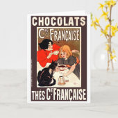 Girl and Cat, Vintage Poster, Alexandre Steinlen カード (黄色い花)