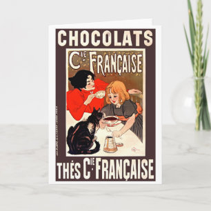 Girl and Cat, Vintage Poster, Alexandre Steinlen カード