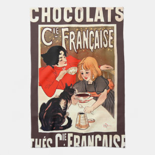 Girl and Cat, Vintage Poster, Alexandre Steinlen キッチンタオル