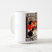 Girl and Cat, Vintage Poster, Alexandre Steinlen コーヒーマグカップ (正面左)