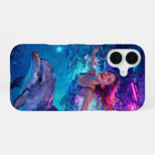 Girl and Dolphin iPhone 16ケース (裏面横)