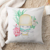 Girl and flowers クッション (ブランケット)