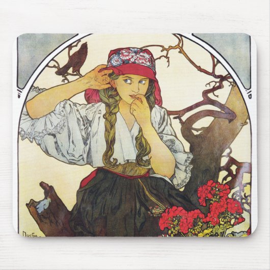 Girl and Geranium, Mucha マウスパッド (正面)
