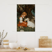 Girl And Goat Print, Antique Printable Art, Rustic ポスター (キッチン)