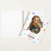 Girl and Kitten Monogram Any Initial & Name プランナー手帳 (ディスプレー)