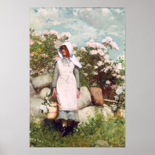 Girl and Laurel, 1879 by Winslow Homer ポスター