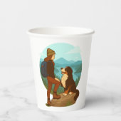 Girl and Mountain Dog Adventure Illustration 紙コップ (裏面)