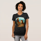 Girl and Mountain Dog Adventure Illustration Tシャツ (正面フル)