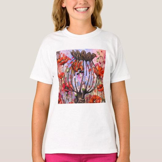 Girl and Poppies Tシャツ (正面)