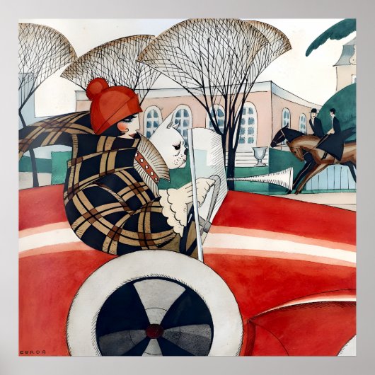 Girl and pug in an Automobile (1927) by Gerda Wege ポスター (正面)