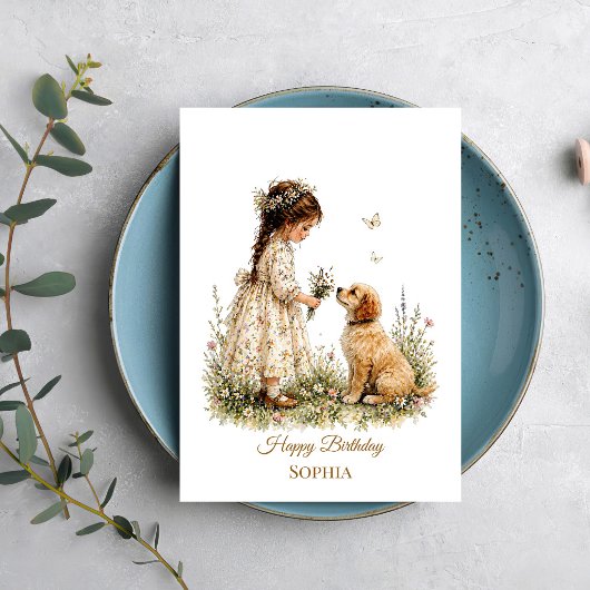 Girl and Puppy カード