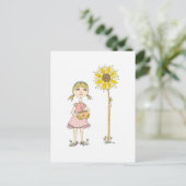 Girl and Sunflower Postcard ポストカード (スタンド正面)