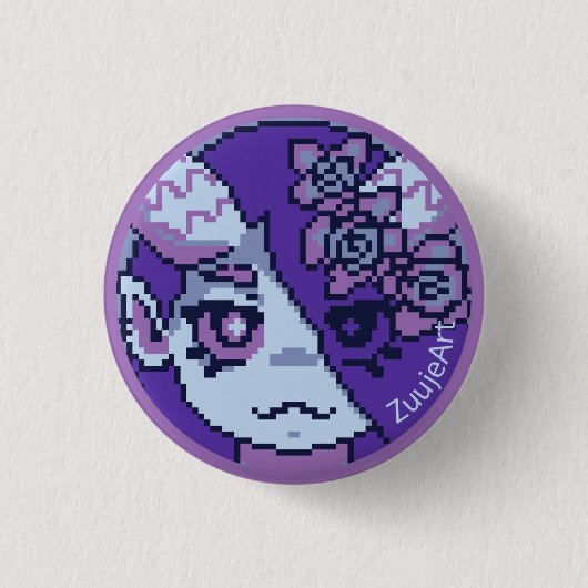 Girl, anime, pixelart 缶バッジ (正面)