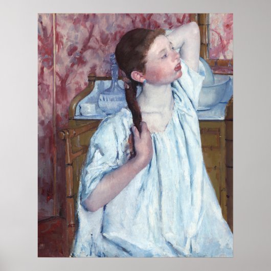 Girl Arranging Hair - Mary Cassatt Fine Art Poster ポスター (正面)