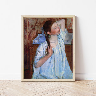 Girl Arranging Her Hair Mary Cassatt ポスター