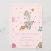 GIRL ASTRONAUT INVITATION, REACH FOUR THE STARS 招待状 (正面/裏面)