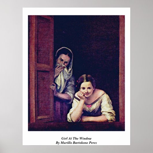 Girl At The Window By Murillo Bartolome Perez ポスター (正面)