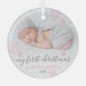 Girl Baby First Christmas Photo ガラスオーナメント (正面)
