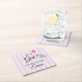Girl Baby Shower スクエアペーパーコースター (インサイチュ)