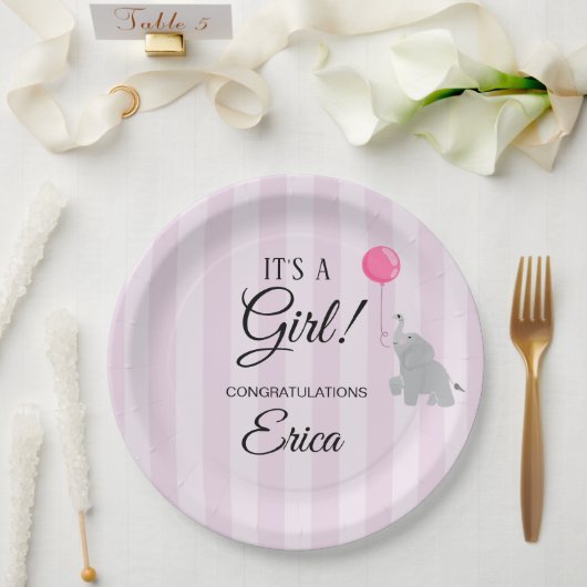 Girl Baby Shower ペーパープレート (ウェディング)