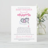 Girl Baby Shower by Mail Pink Elephant on Cloud 招待状 (スタンド正面)