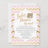 Girl Baby Shower by mail with shipping box 招待状 (正面)