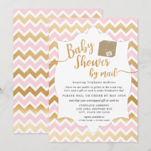 Girl Baby Shower by mail with shipping box 招待状