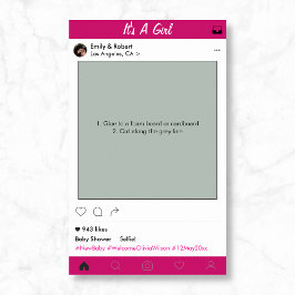 Girl Baby Shower Party Prop Photo Booth Frame ポスター