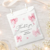 Girl Baby Shower Pink Bow Thank You フェイバーバッグ (クリップ留めされた状態)