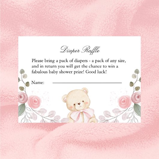 Girl Baby Shower Teddy Bear Enclosure Card エンクロージャーカード