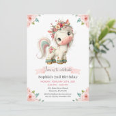 Girl Baby Unicorn Birthday Party Invitation 招待状 (スタンド正面)