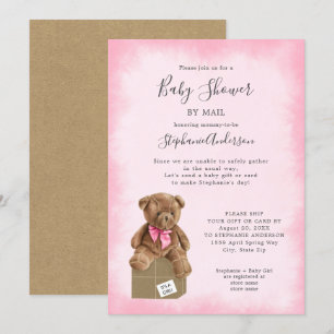 Girl Bear Baby Shower by Mail 招待状