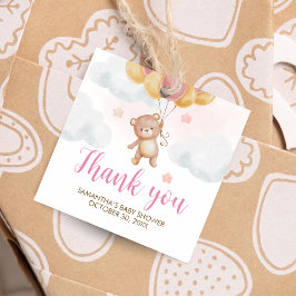 Girl Bear Bearly Wait ベビーシャワー スクエア フェイバータグ