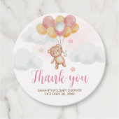 Girl Bear Bearly Wait Baby Shower Round フェイバータグ (正面)