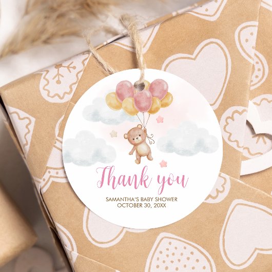 Girl Bear Bearly Wait Baby Shower Round フェイバータグ
