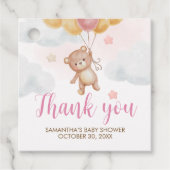 Girl Bear Bearly Wait Baby Shower Square フェイバータグ (正面)